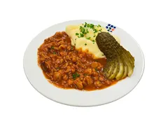 Würzige Soja-Stippe mit Kartoffelpüree