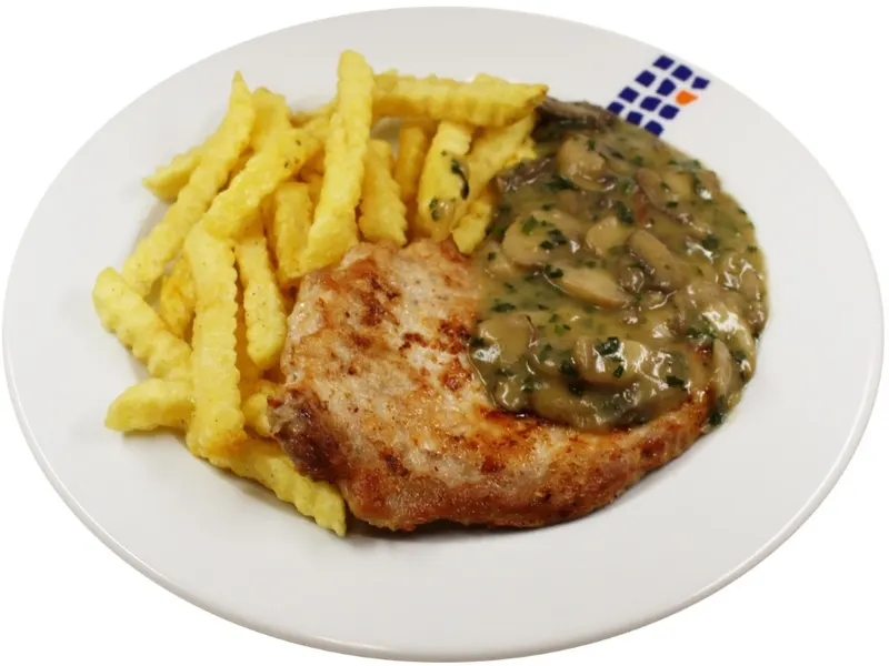 Schweinerückensteak an Rahmchampignons